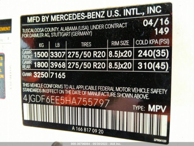 4JGDF6EE5HA755797 Mercedes-Benz Gls Gls 450
