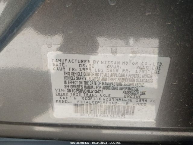 3N1CP5BV0NL513471 Nissan KICKS S