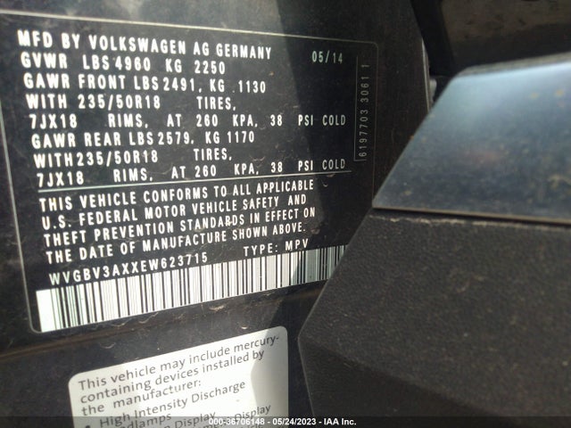 WVGBV3AXXEW623715 Volkswagen Tiguan Sel