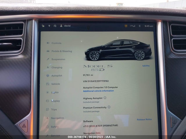 Tesla Model S 85d/70d/90d/p90d 2015 5YJSA1E25FF119162 Image 7