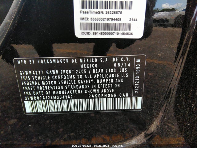 3VWD07AJ2EM304367 Volkswagen Jetta Sedan Se W/connectivity/sunroof