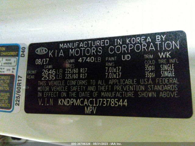 KNDPMCAC1J7378544 KIA Sportage Lx