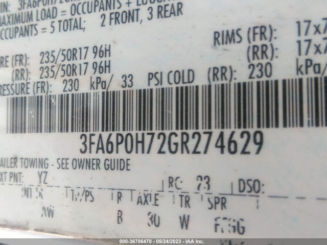 Ford FUSION SE 2016 3FA6P0H72GR274629 Image 10
