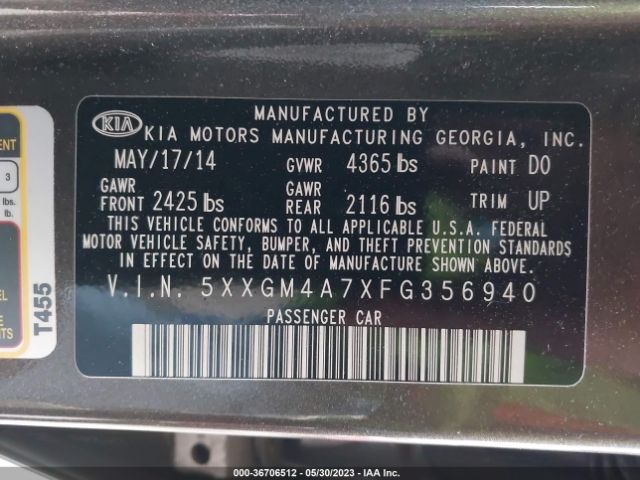 5XXGM4A7XFG356940 KIA Optima Lx