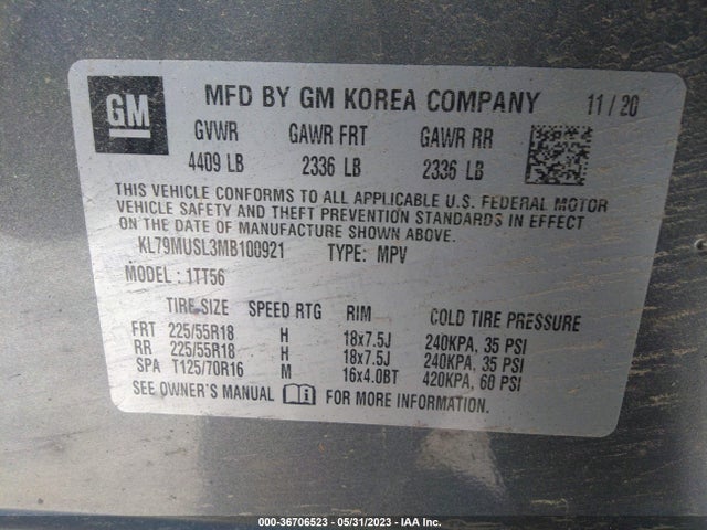 Chevrolet Trailblazer Rs 2021 KL79MUSL3MB100921 Image 9