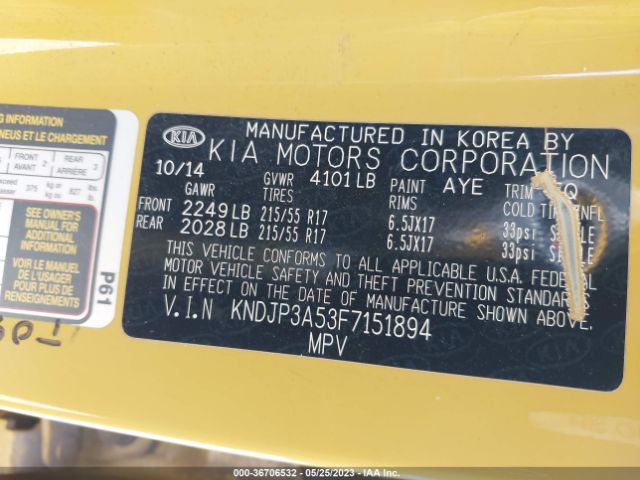 KNDJP3A53F7151894 KIA SOUL +