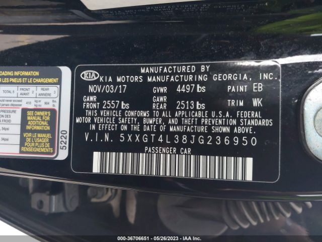 5XXGT4L38JG236950 KIA Optima S