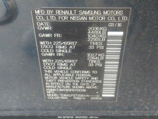 KNMAT2MT8GP670036 Nissan ROGUE S