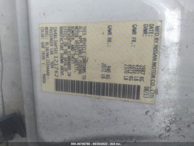1N4BL3AP5EC121762 Nissan Altima 3.5 Sl