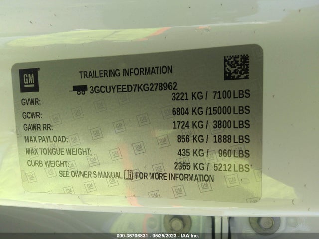2019 CHEVROLET SILVERADO 1500 RST VIN: 3GCUYEED7KG278962