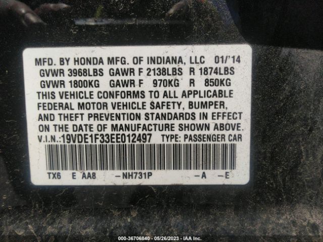 19VDE1F33EE012497 Acura ILX