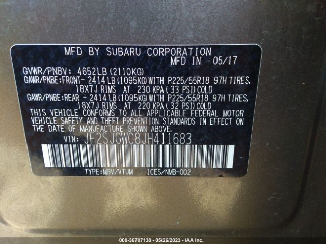 JF2SJGWC8JH411683 Subaru Forester Touring