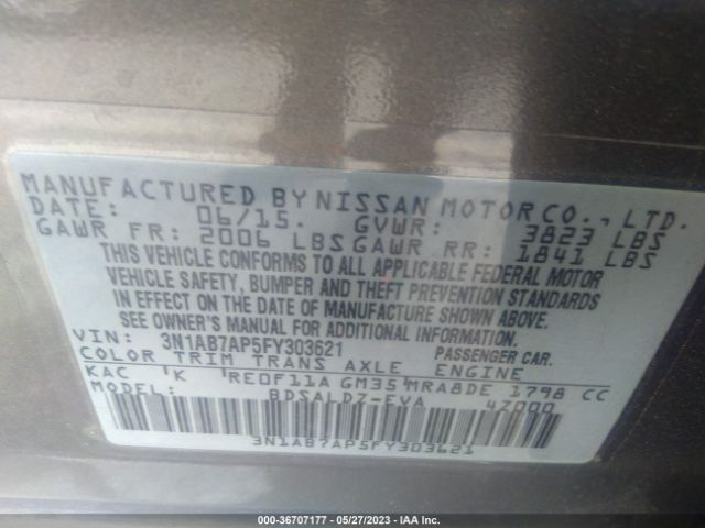 3N1AB7AP5FY303621 Nissan SENTRA SV