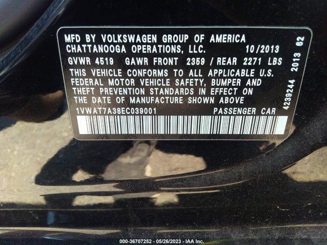1VWAT7A38EC039001 Volkswagen PASSAT S