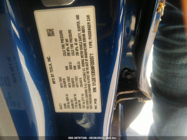 5YJ3E1EB5MF000971 Tesla Model 3 Long Range