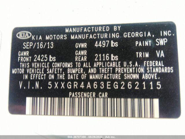 5XXGR4A63EG262115 KIA Optima Sx Turbo