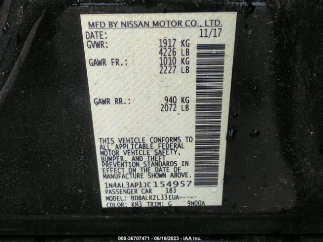 1N4AL3AP1JC154957 Nissan Altima 2.5 Sl