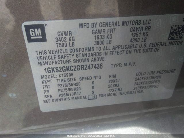 1GKS2GKC2GR247436 GMC Yukon Xl Slt