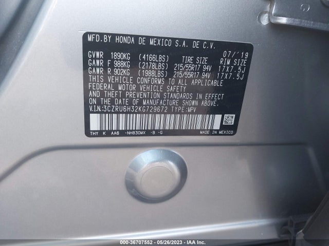 Honda HR-V LX 2019 3CZRU6H32KG729672 Image 9
