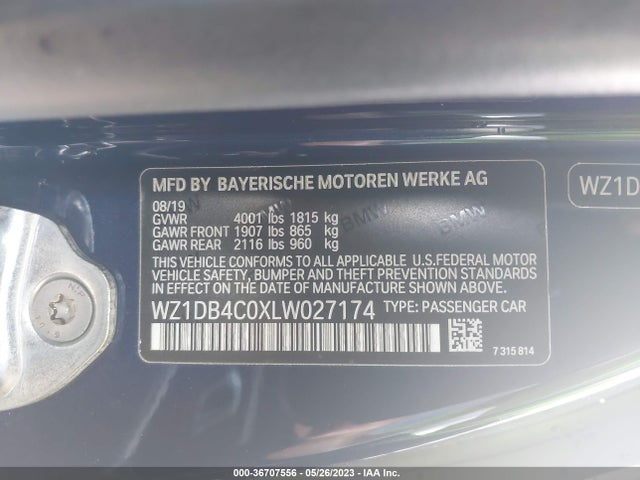 2020 Toyota Supra, VIN: WZ1DB4C0XLW027174