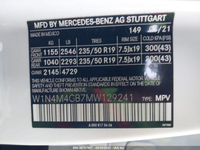 W1N4M4GB7MW129241 Mercedes-Benz Glb Glb 250