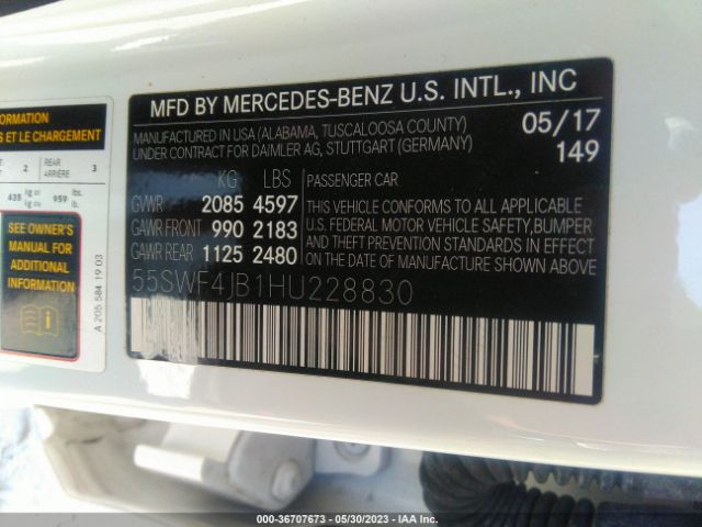 55SWF4JB1HU228830 Mercedes-Benz C-class C 300