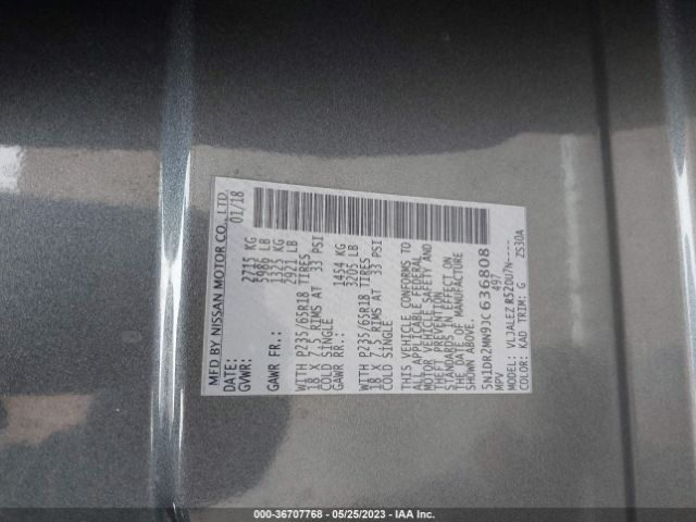 5N1DR2MN9JC636808 Nissan Pathfinder Sv