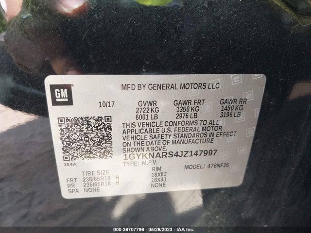 1GYKNARS4JZ147997 Cadillac Xt5 Fwd