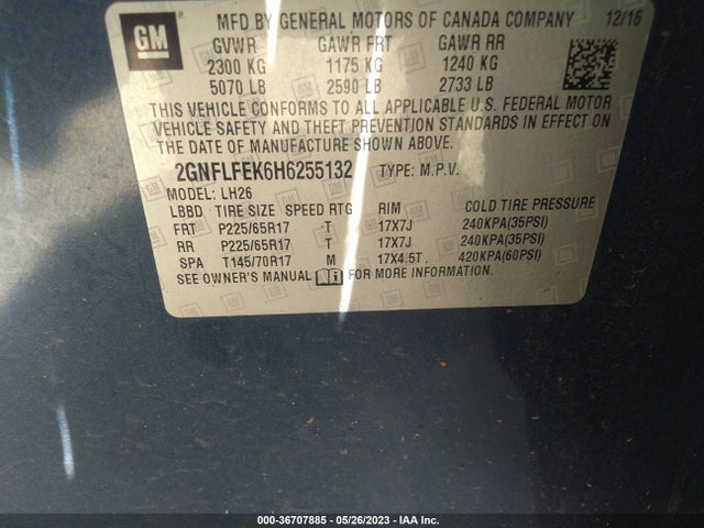 Chevrolet EQUINOX LT 2017 2GNFLFEK6H6255132 Image 10