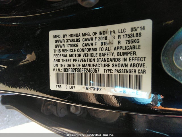 Honda Civic Sedan Lx 2014 19XFB2F50EE245057 Image 10