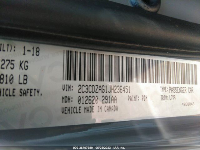 2C3CDZAG1JH236451 Dodge Challenger Sxt