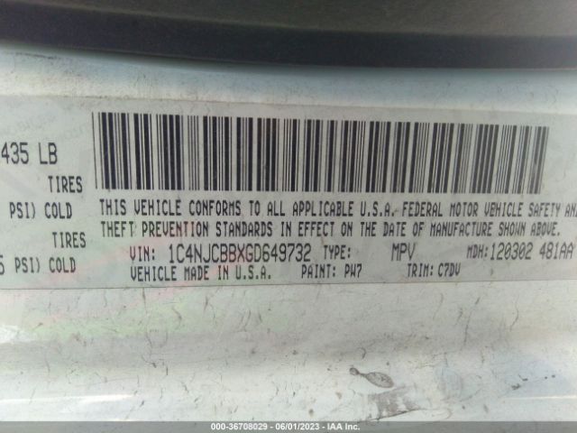 1C4NJCBBXGD649732 Jeep Compass Sport