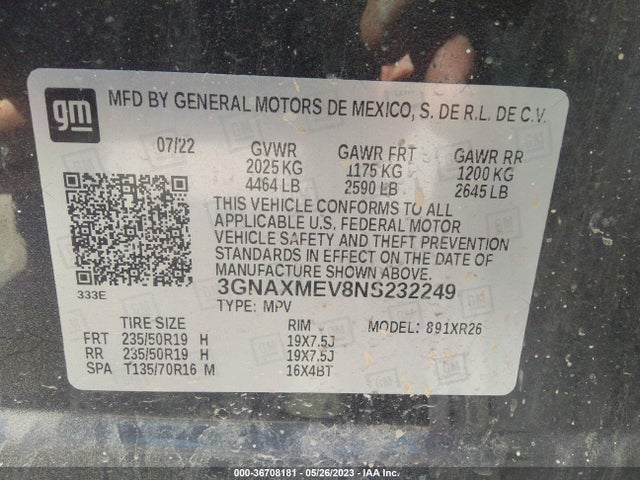 Chevrolet EQUINOX RS 2022 3GNAXMEV8NS232249 Image 9