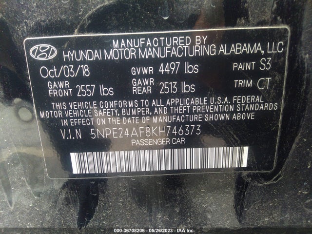Hyundai SONATA SE 2019 5NPE24AF8KH746373 Image 10