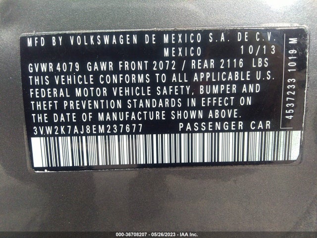 3VW2K7AJ8EM237677 Volkswagen Jetta Sedan S