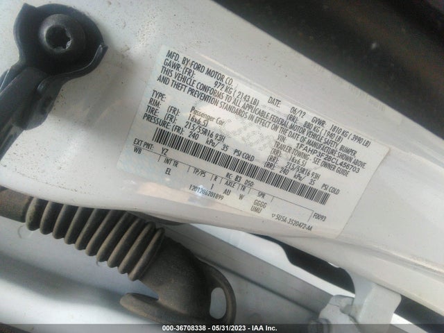 2012 FORD FOCUS SE VIN: 1FAHP3F28CL456703