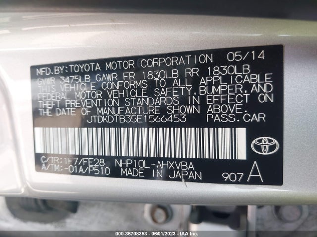 Toyota Prius C One/three/two/four 2014 JTDKDTB35E1566453 Image 9
