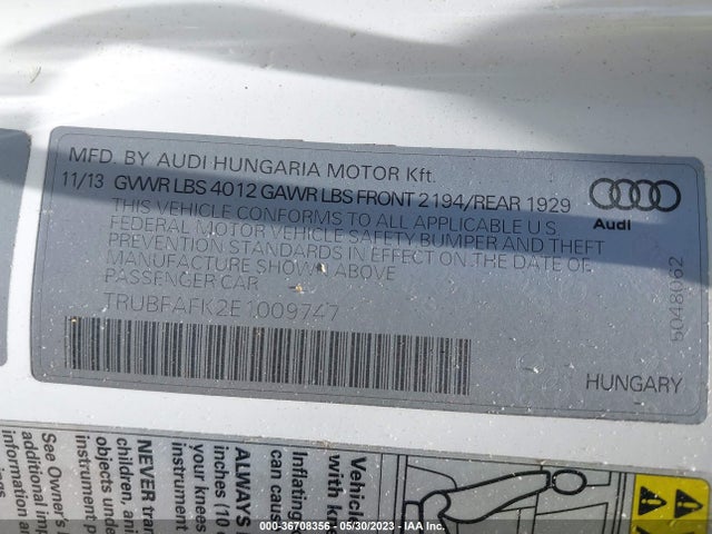 TRUBFAFK2E1009747 Audi Tt 2.0t