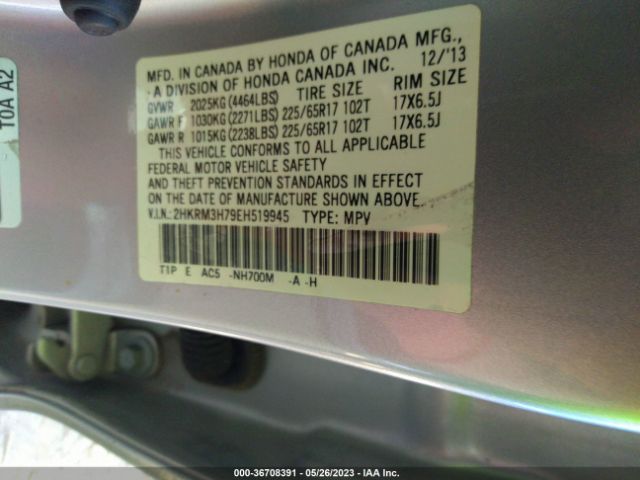 2HKRM3H79EH519945 Honda Cr-v Ex-l