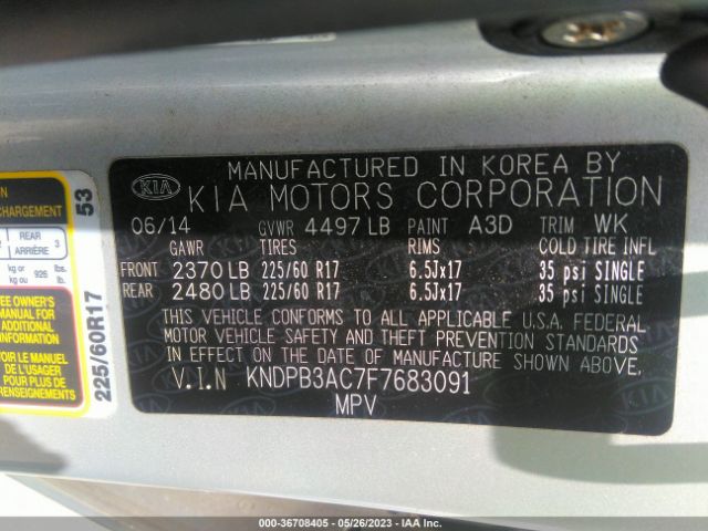 KNDPB3AC7F7683091 KIA Sportage Lx