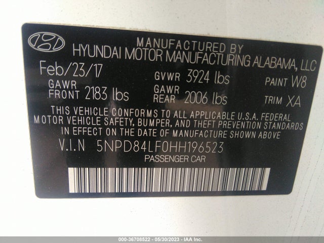 Hyundai Elantra Value Edition 2017 5NPD84LF0HH196523 Image 11