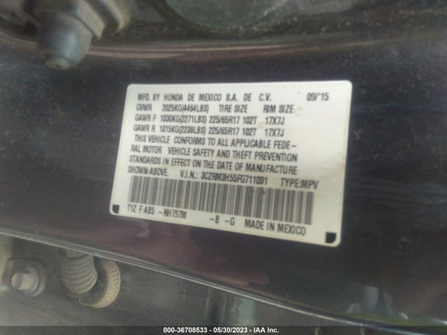 2015 HONDA CR-V EX VIN: 3CZRM3H55FG711091