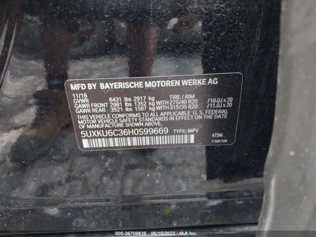 5UXKU6C36H0S99669 BMW X6 Xdrive50i