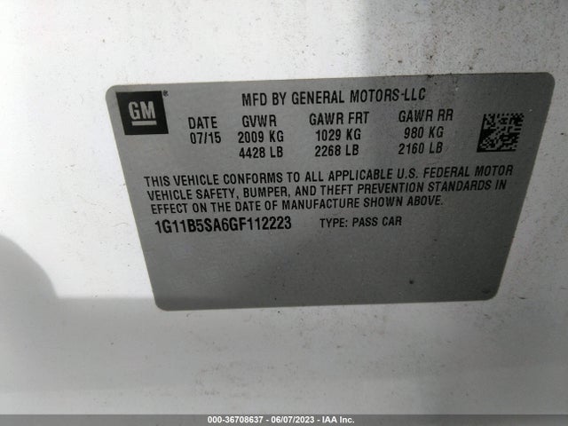Chevrolet Malibu Limited Ls 2016 1G11B5SA6GF112223 Image 9