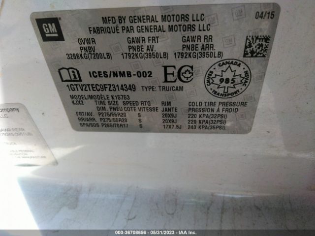1GTV2TEC9FZ314349 GMC SIERRA 1500
