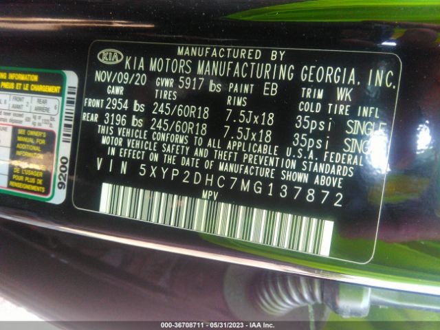 5XYP2DHC7MG137872 KIA Telluride Lx
