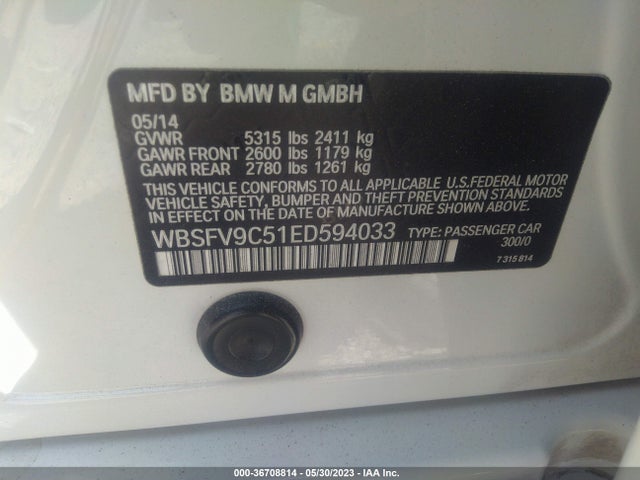 BMW M5 2014 WBSFV9C51ED594033 Image 9