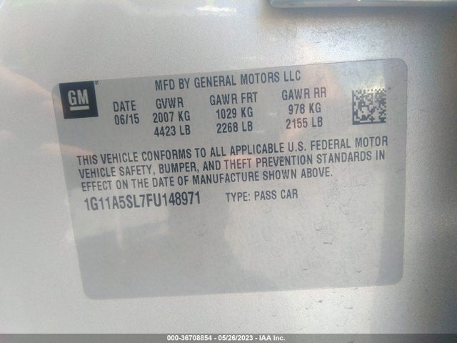 Chevrolet MALIBU LS 2015 1G11A5SL7FU148971 Image 11