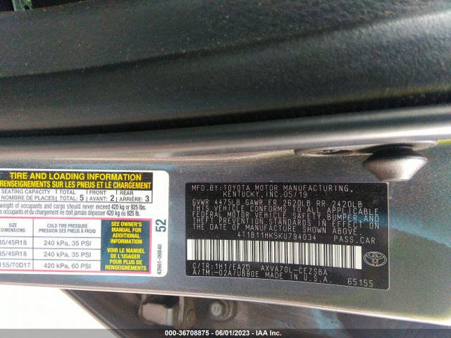 Toyota CAMRY SE 2019 4T1B11HK5KU794034 Image 10
