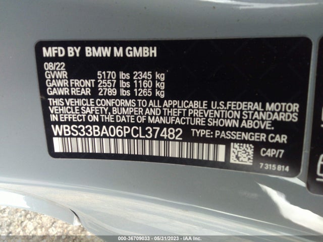 2023 BMW M4, VIN: WBS33BA06PCL37482